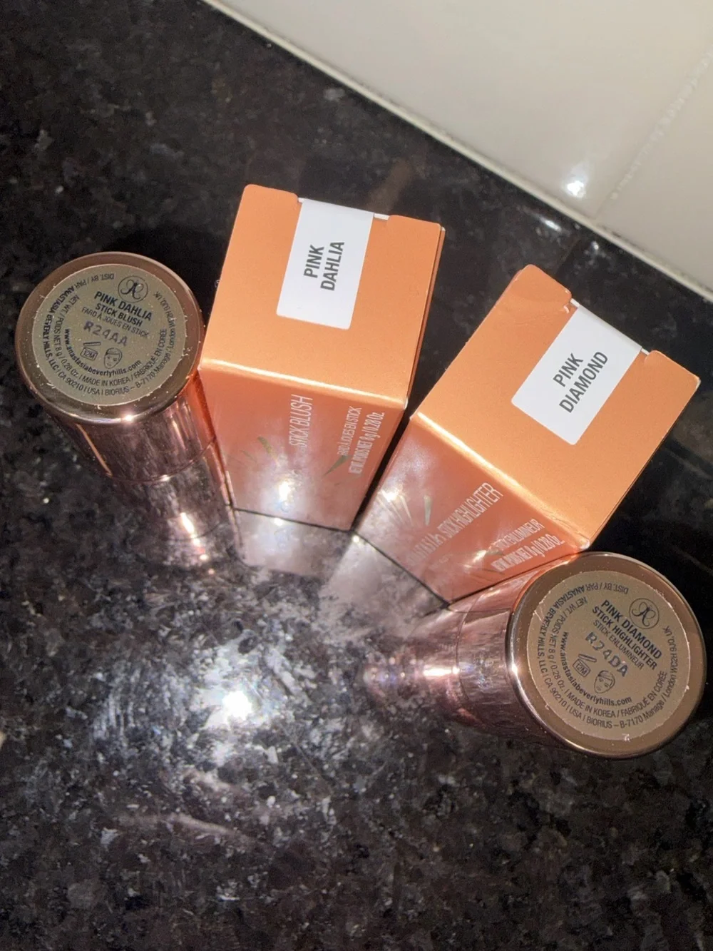 Anastasia Beverly Hills - 2 PC - BUNDLE Stick Highlighter & Stick Blush (Pink)